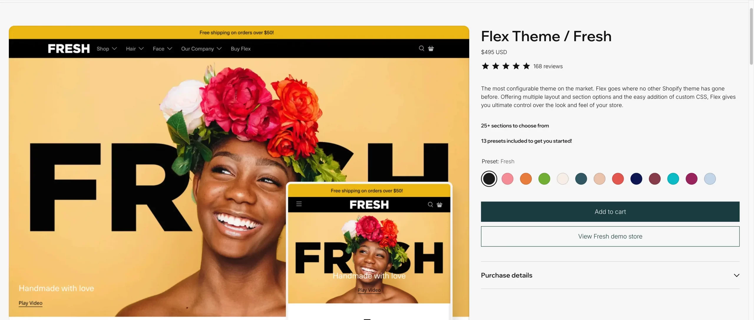 Bild zeigt das Shopify Theme von Flex
