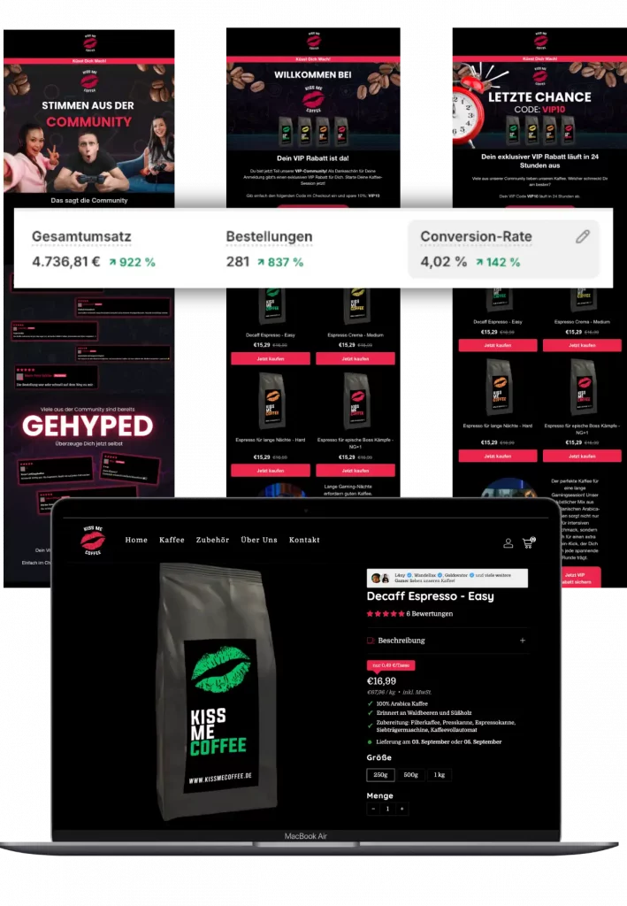 Kiss me coffee emails case study keno medien mit shopify