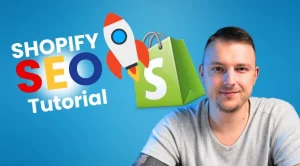 Dieses Bild zeigt eine Person mit Shopify SEO Tipps für ein YouTube Video